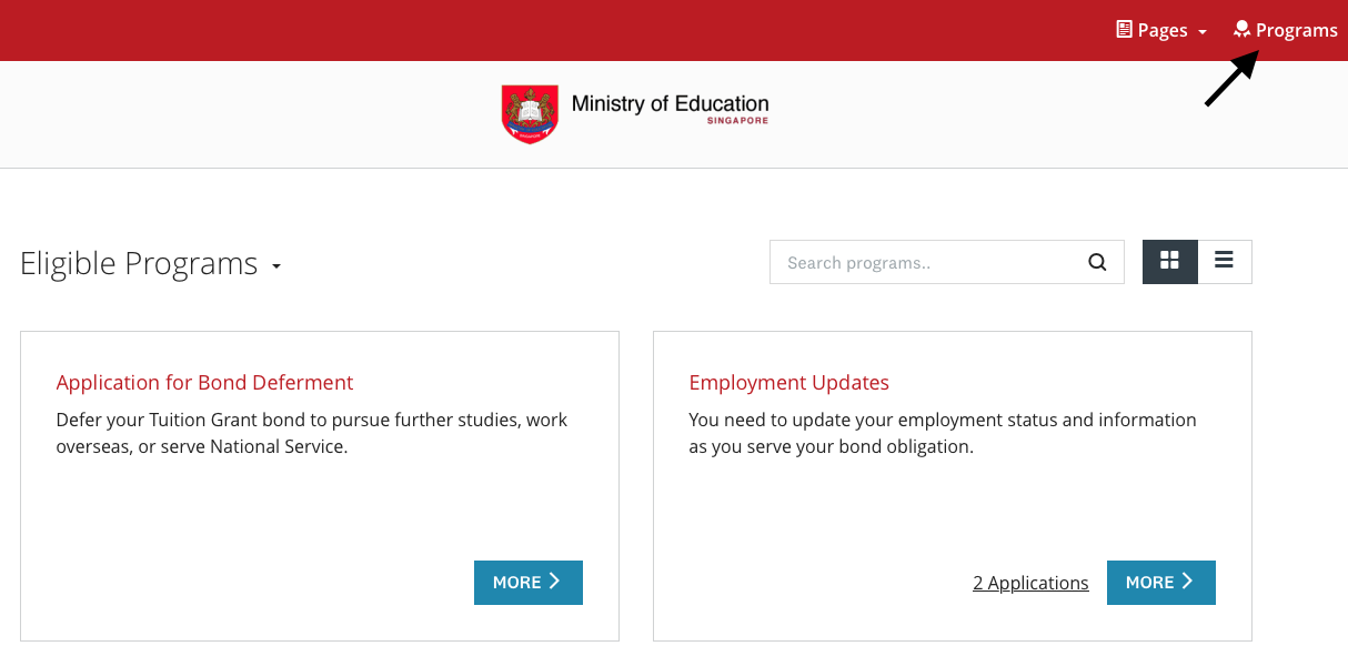 Tuition Grant Portal Interface
